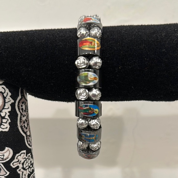 Jewelry - Catholic Religious stretch Bracelet Black & Silver